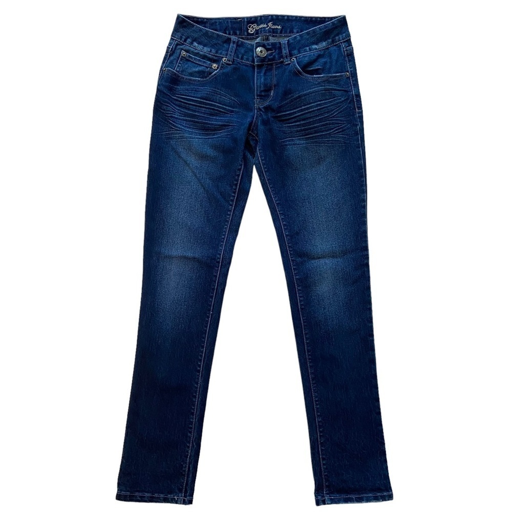 Guess jeans low rise skinny distressed stretchy denim blue size 27